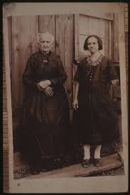 Copy photo of a picture loaned by Glenna Bailey, showing her friend  Angeline Pettry with her mother, who was married to Absalom Pettry, a  blacksmith who lived at the mouth of Hazy -