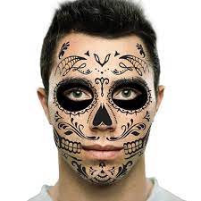 Sugar skull face tattoos product details: Black Web Sugar Skull Day Of The Dead Temporary Face Tattoo Kit Men Or Women 2 Kits Buy Online In United Arab Emirates At Desertcart Ae Productid 16364362