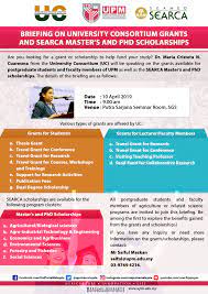This scholarship is open for: School Of Graduate Studies Upm Briefing On University Consortium Grants And Searca Master S And Phd Scholarships Facebook