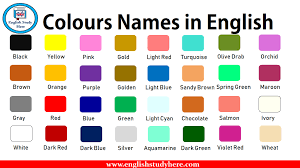 Colours Names In English Colors Name In English Color Names English Study