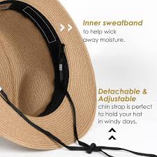 Unisex Straw Fedora Sun Hat | Packable Roll-Up Design | Khaki-Black |  Medium-Large | Buy Now with Express International Delivery | GoSupps.com