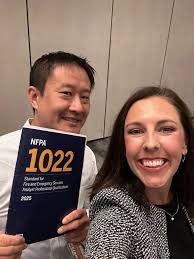 Honored in having my copy of NFPA 1022 signed by my co-authors (Chelsea…