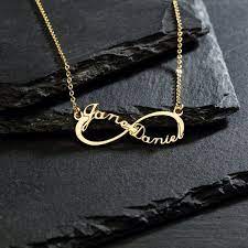 Personalized 2 Names Infinity Necklace Gold 1st Anniversary Etsy Infinity Necklace Infinity Necklace Gold Personalized Pendant