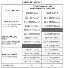 Kalendar 2017 & cuti umum. Takwim Kalendar Cuti Penggal Sekolah 2017