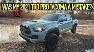 Designed to conquer the trail. New 2021 Toyota Tacoma Trd Pro Lunar Rock 1500 Mile Ownership Review Youtube