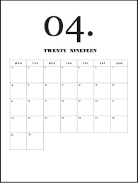 Modern Minimal April 2019 Calendar