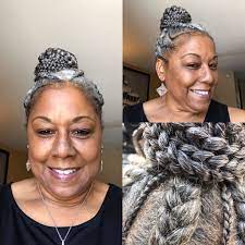 Pin By Dee On Hairs Gray Hair Beauty Silver Haired Beauties Grey Hair Braids
