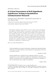 The examples below are final form hypotheses, which have been revised throughout the research process. Pdf A Critical Assessment Of Null Hypothesis Significance Testing In Quantitative Communication Research