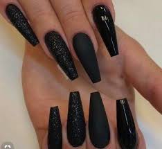 Black Acrylic Nail Ideas 73 Best Stunning Long Coffin Nails Design You May Try For Prom And Wedding Long Coffin Nail Idea 03 Long Black Nails Black Acrylic Nails Long Nails