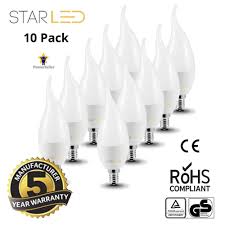 10 pack 40 watt equivalent led flame tip candelabra base e12 ca10 6w cool white starled warm white led commercial lighting led