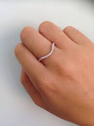 Diamond Curved Wedding Band Jewelry She Ll Love Wavy Etsy Curved Wedding Band Diamond Wedding Bands White Gold Pave Ring