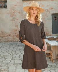 An Everyday Dress Made Extra Special With Long Ties At The Sleeves In Season Ready Organic Cotto Casual Dresses For Women Elegant Dresses For Women Knit Dress