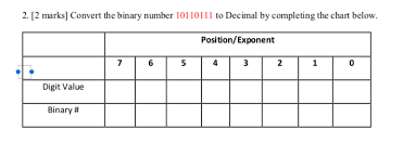 solved 2 2 marks convert the binary number 10110111 to