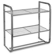Its fixture has a brushed nickel coating, providing enhanced durability with a decorative appeal. 2 Tier Satin Nickel Shelf With Towel Bars Bed Bath And Beyond Canada