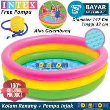 Jd.id pilihan terbaik belanja online. Intex Kolam Renang Karet Anak Kolam Mandi Bola 147 X 33 Cm Pompa Injak Lazada Indonesia