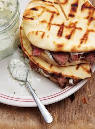 Chipotle Marinated Skirt Steak On Naan Bread Ricardo Recipe Food Skirt Steak Naan Bread