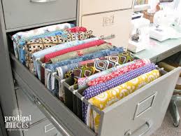 This idea works great for this space, even. Repurposed Sewing Fabric Storage Prodigal Pieces