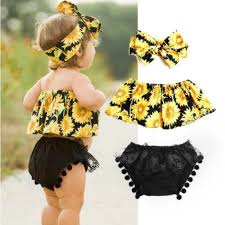 Black And Yellow Outfits For Kids Black And Yellow Sunflower 3pcs Set Little White Star Baby Girl Clothes Baby Kids Clothes Cute Baby Clothes