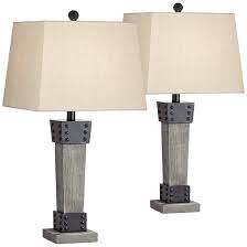 Jacob Gray Wood Led Table Lamps With Dimmers Set Of 2 79g38 Lamps Plus In 2020 Farmhouse Table Lamps Lamp Led Table Lamp
