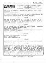 1 de ** certificado de existencia y representacion legal o inscripcion de documentos. Registro Camara De Comercio