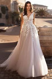 Fantastic Tulle V Neck Neckline A Line Wedding Dress With Lace Appliques 3d Flowers Beadings A Line Wedding Dress Wedding Dresses Lace Bridal Gowns