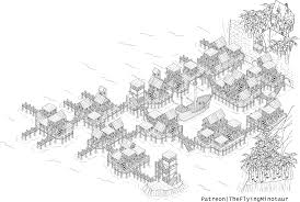 Pirate Town Theflyingminotaur On Patreon Town Drawing Isometric Map Fantasy Map