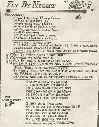 Fly By Night Original Handwritten Lyrics By Neil Peart Rush Band Lyrics Rush Lyrics Rush Band