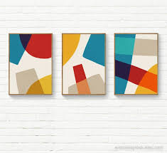 Maybe you would like to learn more about one of these? Set Of 3 Abstract Contemporary Art Beige Red Blue Yellow Etsy Geometric Painting Abstract Geometric Art Geometric Art