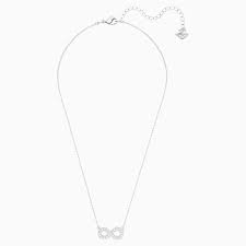 Colliers infinity en or rose pour la mariée. Collier Infinity Blanc Metal Rhodie Swarovski Com
