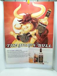Montezuma Tequila -The Horny Bull - Advertising Poster with Recipes Vintage  | eBay