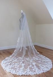 Embroidered Floral Veil Cathedral Floral Veil Embroidered Etsy Floral Veil Lace Veils Wedding Veils