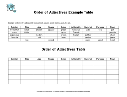 order of adjectives chart brainpop educators