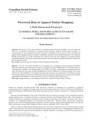 Pdf Perceived Risk In Apparel Online Shopping A Multi Dimensional Perspective Le Risque Percu Dans Des Achats En Ligne D Habillement Une Perspective De Dimensionnelle Multiple
