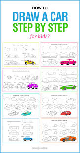 How To Draw A Car Step By Step For Kids Cartoon Drawing For Kids Car Drawing Kids Drawing For Kids