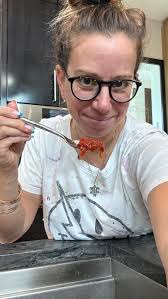 #Simple #Home #grown & #homemade tomato #sauce:, 2 gallons frozen tomatoes,  Trader Joe’s green goddess seasoning, #Onion powder, Black #pepper, #Agave,  Boil down until thick, about 90 minutes. Add ...