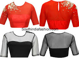 Black Boat Neck Net Tops Blouse Designs With Transparent Neckline South India Fashion Blouse Neck Designs Blouse Designs Blouse Designs High Neck