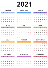 2021 Colorful Calendar Transparent Clipart Gallery Yopriceville High Quality Images And Transparent Png Free In 2020 Coloring Calendar Clip Art Calendar Pictures