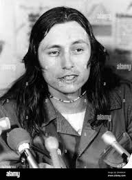 Native American activist John Trudell, one of the leaders of the Alcatraz  occupation, June11, 1971 (Dave Randolph/San Francisco Chronicle via AP  Stock Photo
