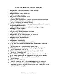 Da Vinci Code Movie Guide Questions by Middle School History Travelers