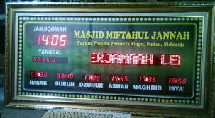 Jadwal shalat yang paling akurat di surabaya, east java indonesia hari ini waktu subuh 03:49 am, waktu dzuhur 11:31 am, waktu ashar 02:58 pm, waktu maghrib 05:47 pm. Pusat Jam Digital Masjid Siap Kirim Ke Surabaya