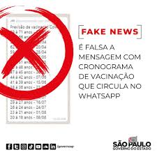 As novas datas antecipam o início da imunização de pessoas com mais de 18 anos. Governo Do Estado De Sao Paulo E Falsa A Mensagem Que Mostra O Cronograma De Vacinacao Do Estado De Sao Paulo As Unicas Datas Confirmadas Pelo Governo De Sp Sao
