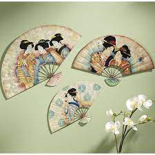 Japanese fan wall decor buy, in paris. Set Of Three Japanese Fans Wall Art Fotografcilik Japonca