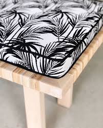 Black And White Bench Seat Cushion New Custom Bench Seat Cushion In The 3beachestextiles Sunbrella Fabric Black And White Palms Th Custom Bench Seating Bench Seat Cushion Yoga Studio Design
