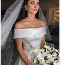 Simple Satin Off The Shoulder Bridal Gown Nirvanafourteen Off Shoulder Wedding Dress Wedding Dress Belt Online Wedding Dress