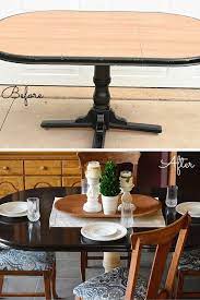 Stain A Laminate Topped Table Timeless Creations Dining Room Table Makeover Kitchen Table Makeover Staining Furniture