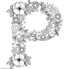 Alphabet letter p words coloring page. Download Free Floral Alphabet Letter P Coloring Pages Coloring Alphabet Coloring Pages Floral Letters Alphabet Coloring