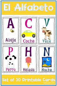 These Adorable Cards Are Perfect For Your Classroom Or Playroom Contains 30 Cards Each Representi Learning Spanish For Kids Learning Spanish Spanish Alphabet