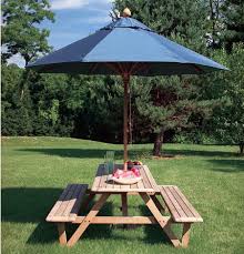 Market Umbrellas On Two Of The Picnic Tables Picnic Table With Umbrella Teak Outdoor Outdoor