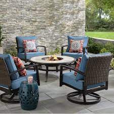 Hampton Bay Whitfield 5pc Outdoor Round Fire Pit Seating Set In 2021 Outdoor Patio Furniture Sets Outdoor Patio Furniture Backyard Furniture