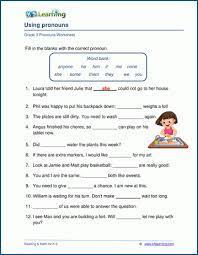 Pronouns worksheets for 2nd grade. Grade 3 Pronouns Worksheets K5 Learning